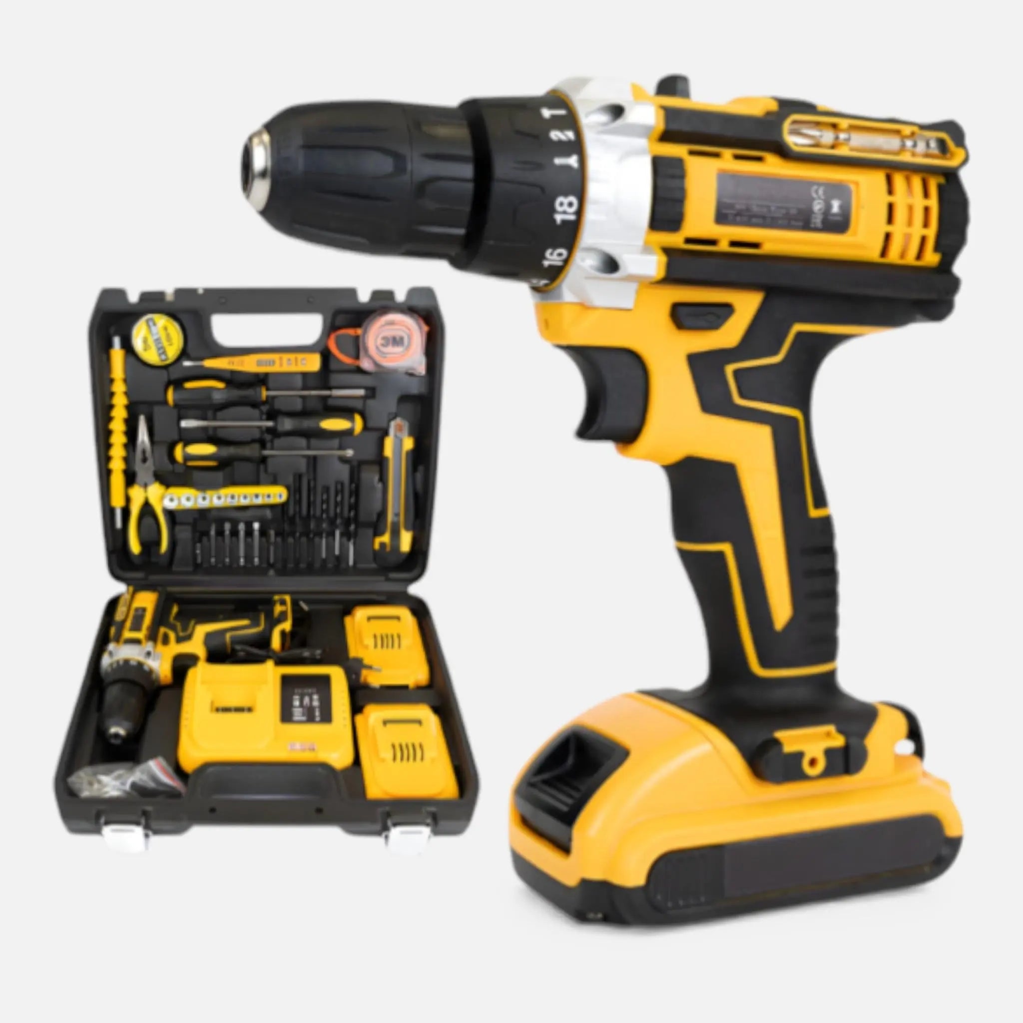 Bormasina de gaurit si insurubat 500W, 2 acumulatori 48V 8.0Ah, 30 accesorii