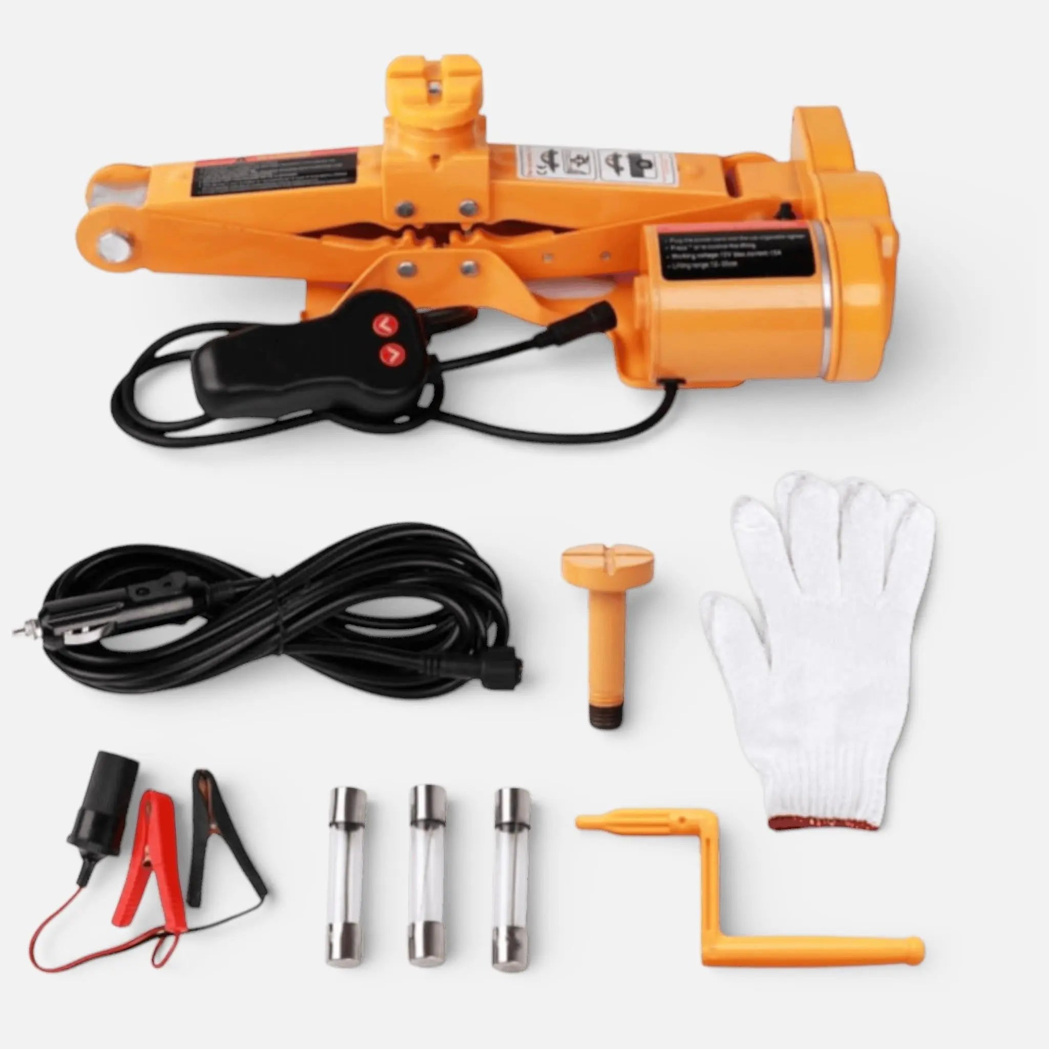 Cric auto electric tip foarfeca 12V, sarcina maxima 3 tone, portabil, cu telecomanda, trusa completa