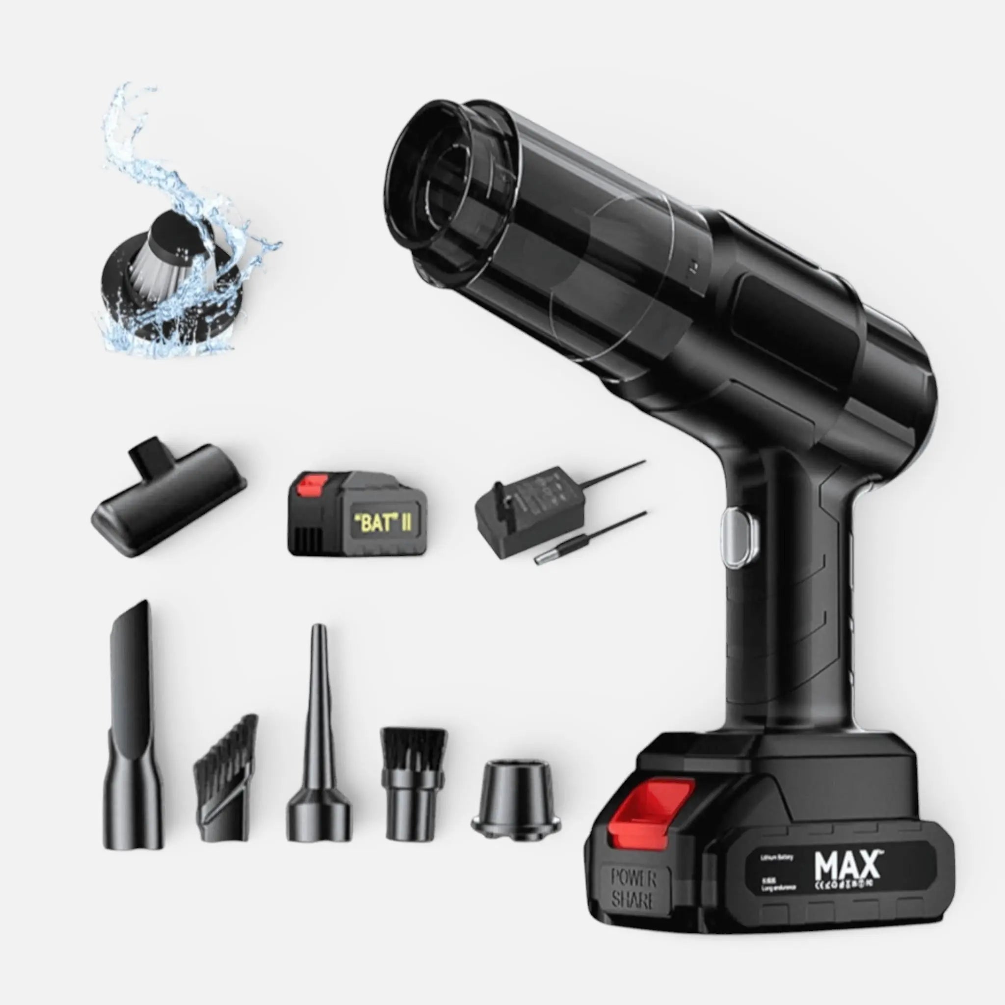 Aspirator si suflanta portabila 4 in 1, 2 acumulatori 48V 8mAh, 9000 mAh, 6 duze incluse