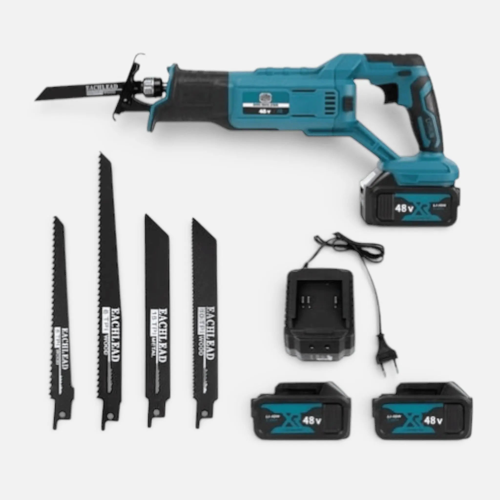 Fierastrau electric tip sabie 48V, 2 acumulatori 48V 8000 mAh, 3000 RPM, 4 lame, valiza