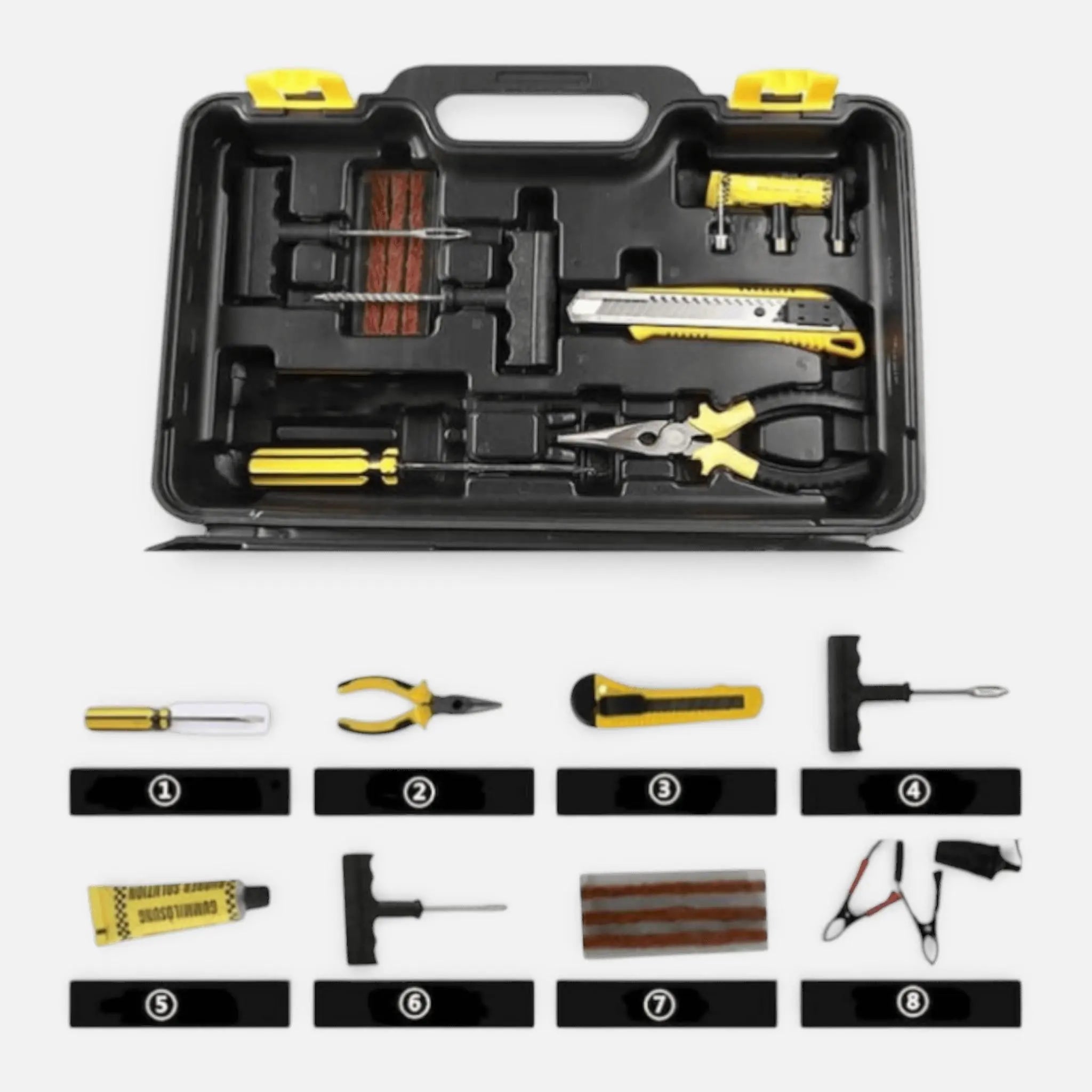 Kit pana auto complet, compresor 2 cilindri, 500W, 12V, debit 60 l/min, furtun 5m, metal, protectie suprasarcina