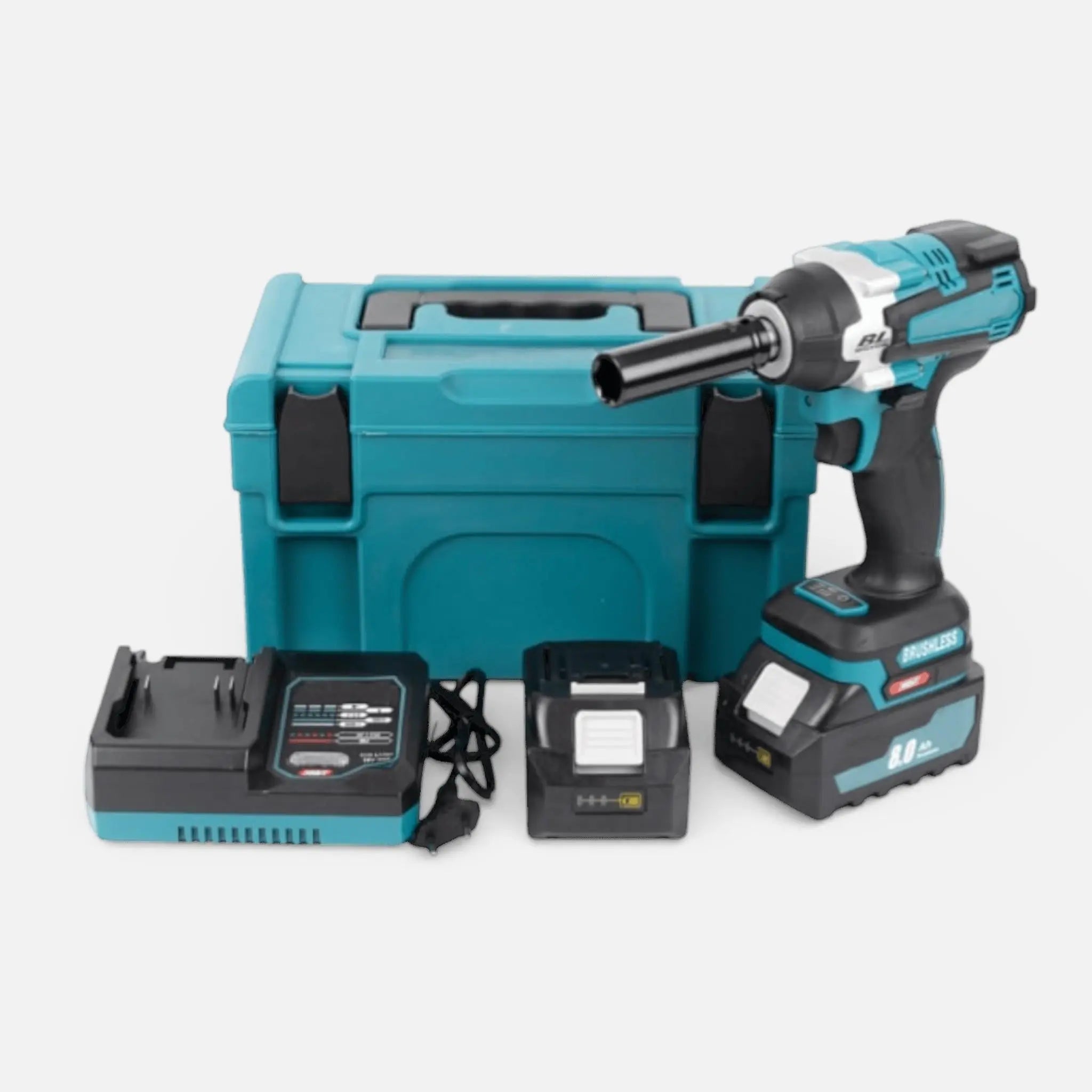 Masina de impact si insurubat, 2 acumulatori 48V 8.0Ah, 850Nm, 3500RPM, brushless, Albastru