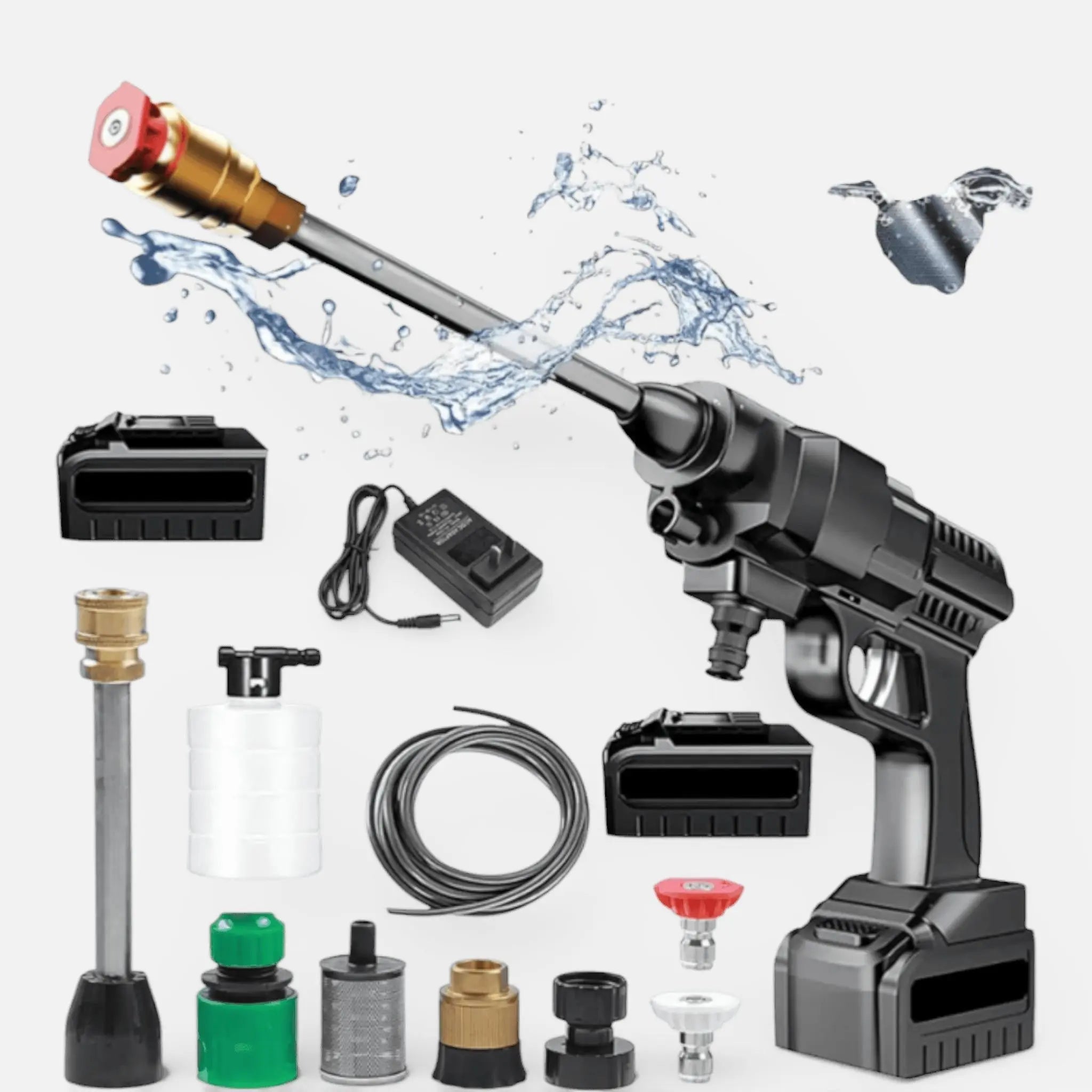 Aparat de spalat cu presiune portabil, fara fir, 500W, 2 baterii 48V, 30 bar, 8L/min, negru