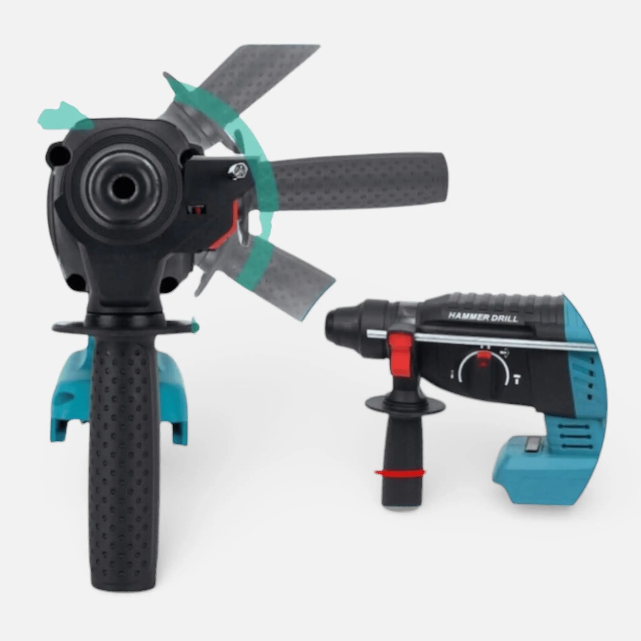 Ciocan rotopercutor 1500W, 3.2J, 1000rpm, 2 acumulatori 48V 8.0 Ah, 3 moduri, brushless, albastru