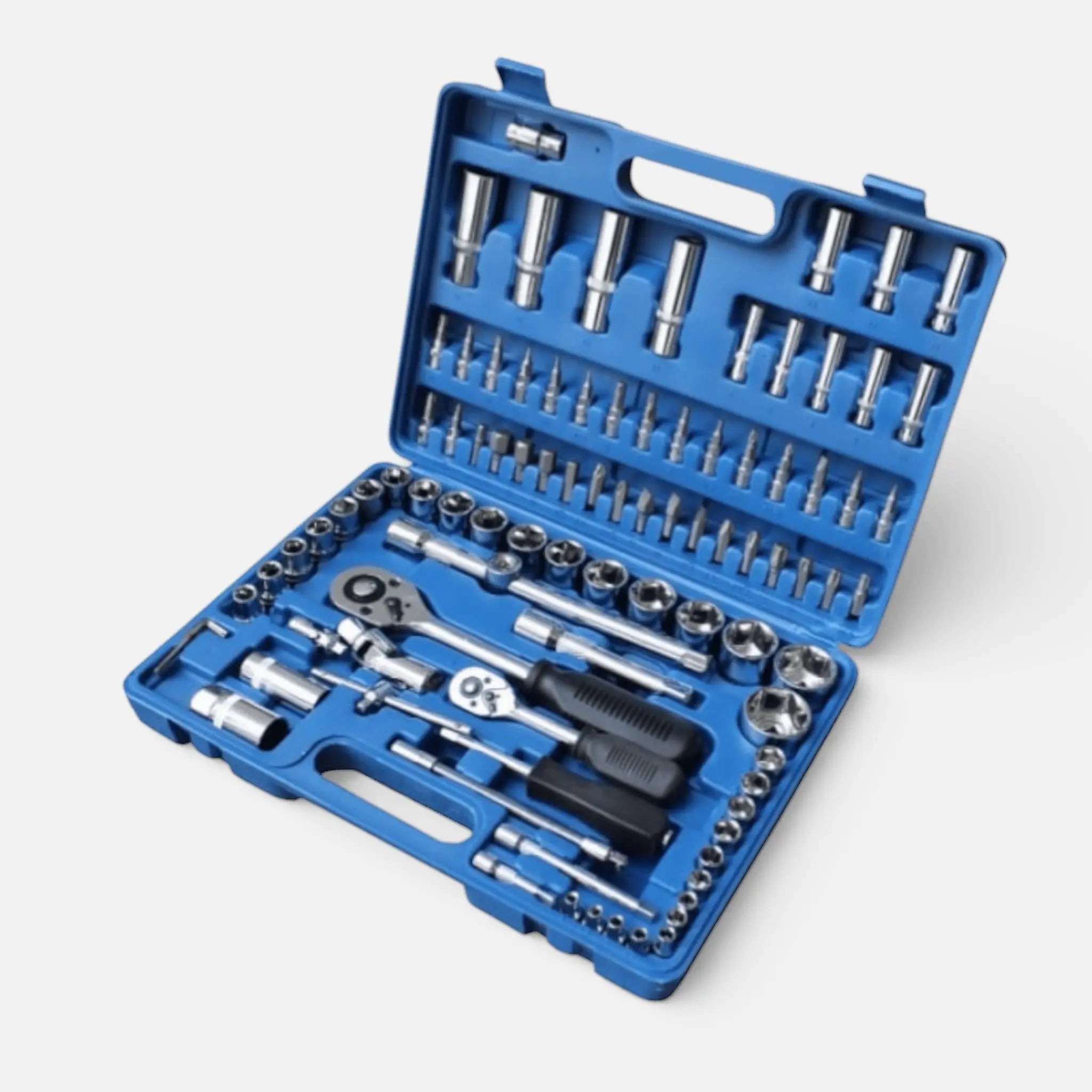 Trusa 108 chei tubulare crom-vanadiu cu carcasa