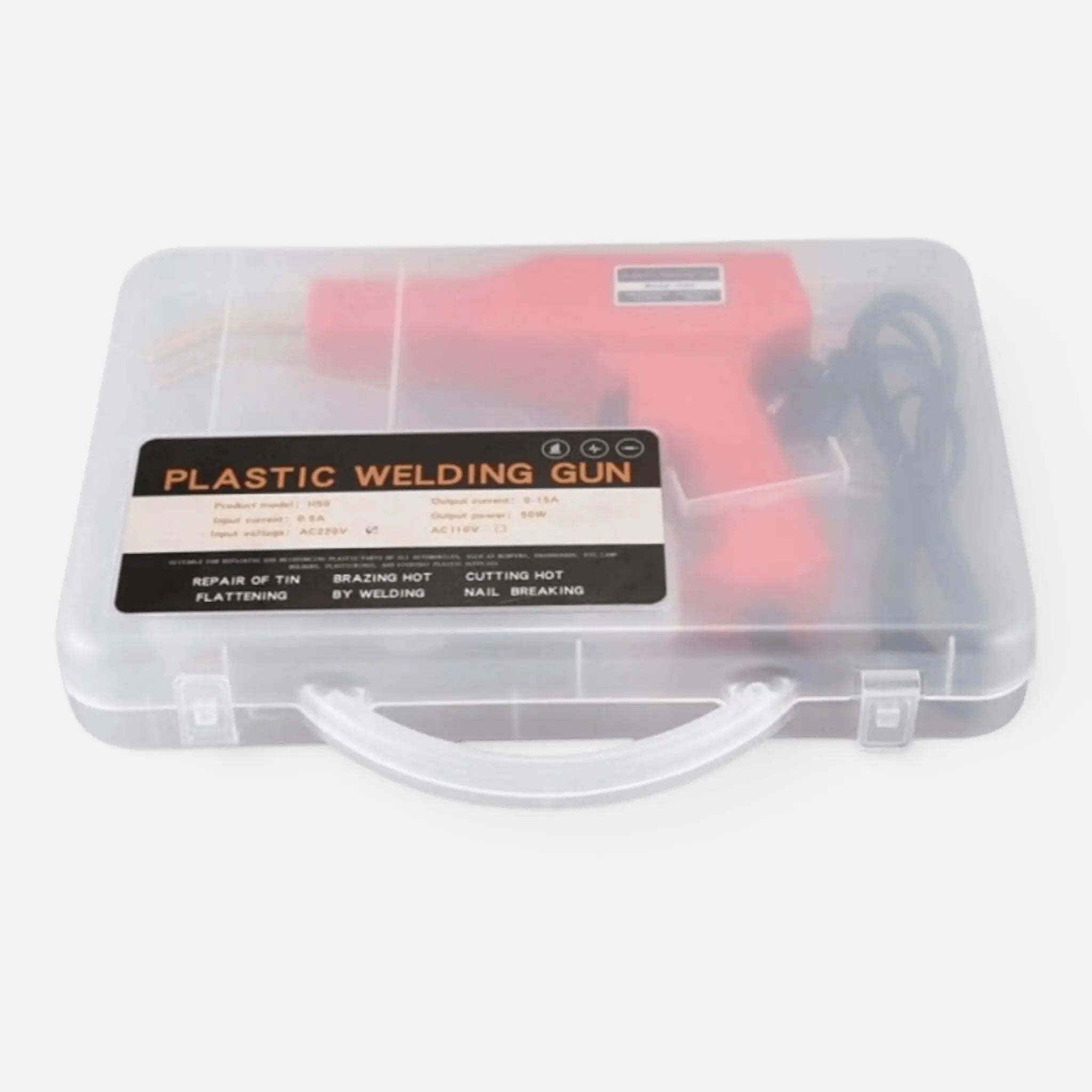 Set pistol pentru lipit plastic, sudat plastic, repararea fisurilor, 50W, 200 capse, cutie inclusa
